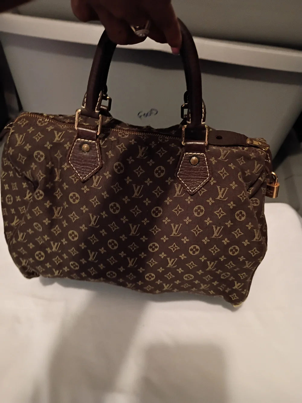 Authentic Louis Vuitton Brown Monogram Speedy-Style Top Handle Bag